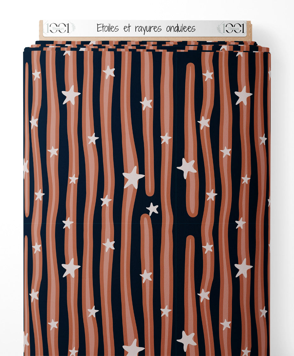 Tissu - Étoiles et rayures ondulées