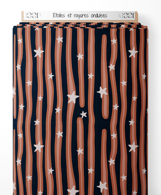 Tissu - Étoiles et rayures ondulées