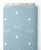 Tissu - Animaux et constellations blanches