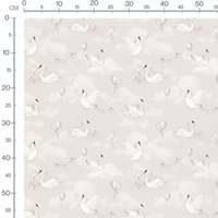 Tissu - Cygnes et ballons flottants