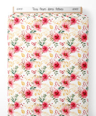 Tissu - fleurs dores fetives