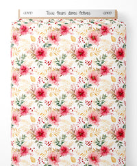 Tissu - fleurs dores fetives