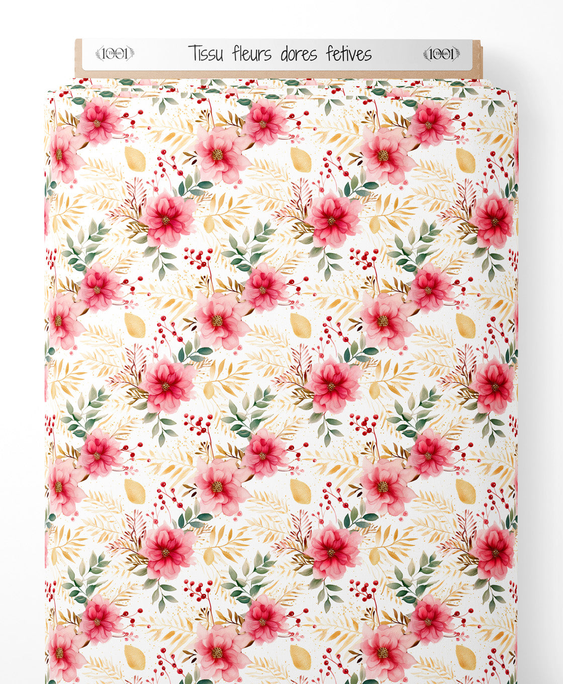 Tissu - fleurs dores fetives