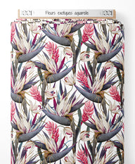 Tissu - Fleurs exotiques aquarelle