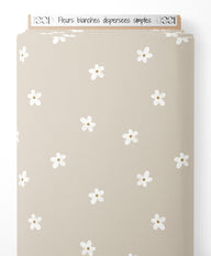 Tissu - Fleurs blanches dispersées simples