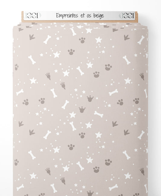 Tissu - Empreintes et os beige