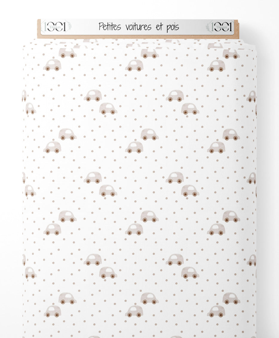 Tissu - Petites voitures et pois