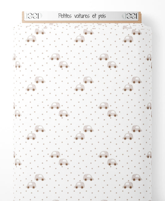 Tissu - Petites voitures et pois