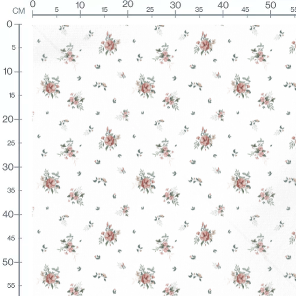 Tissu - Fleurs roses sur fond blanc 6