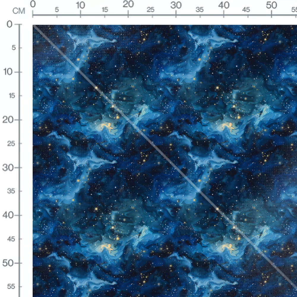 Tissu - Nébuleuse étoilée bleue