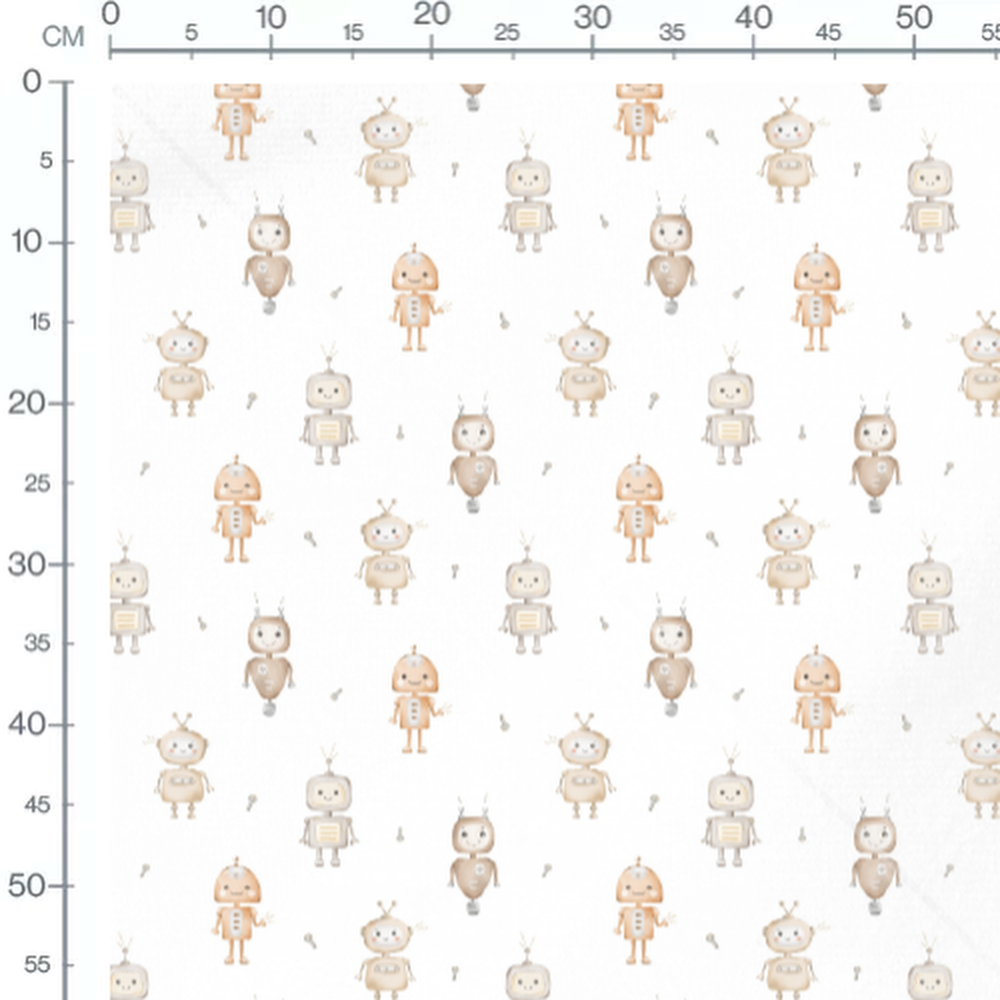 Tissu - Robots et vis grises doux