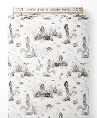 Tissu - Sirènes grises et paysages marins