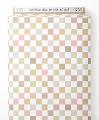 Tissu - Carreaux doux en rose et vert