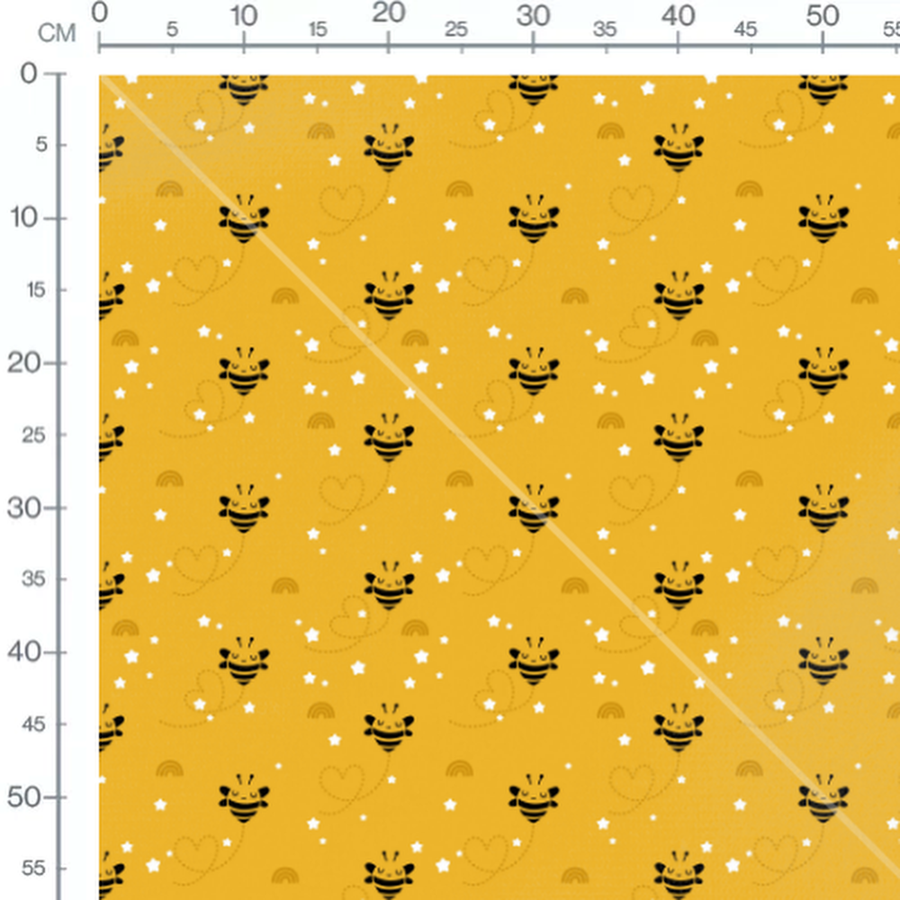 Tissu - Abeilles étoiles fond jaune