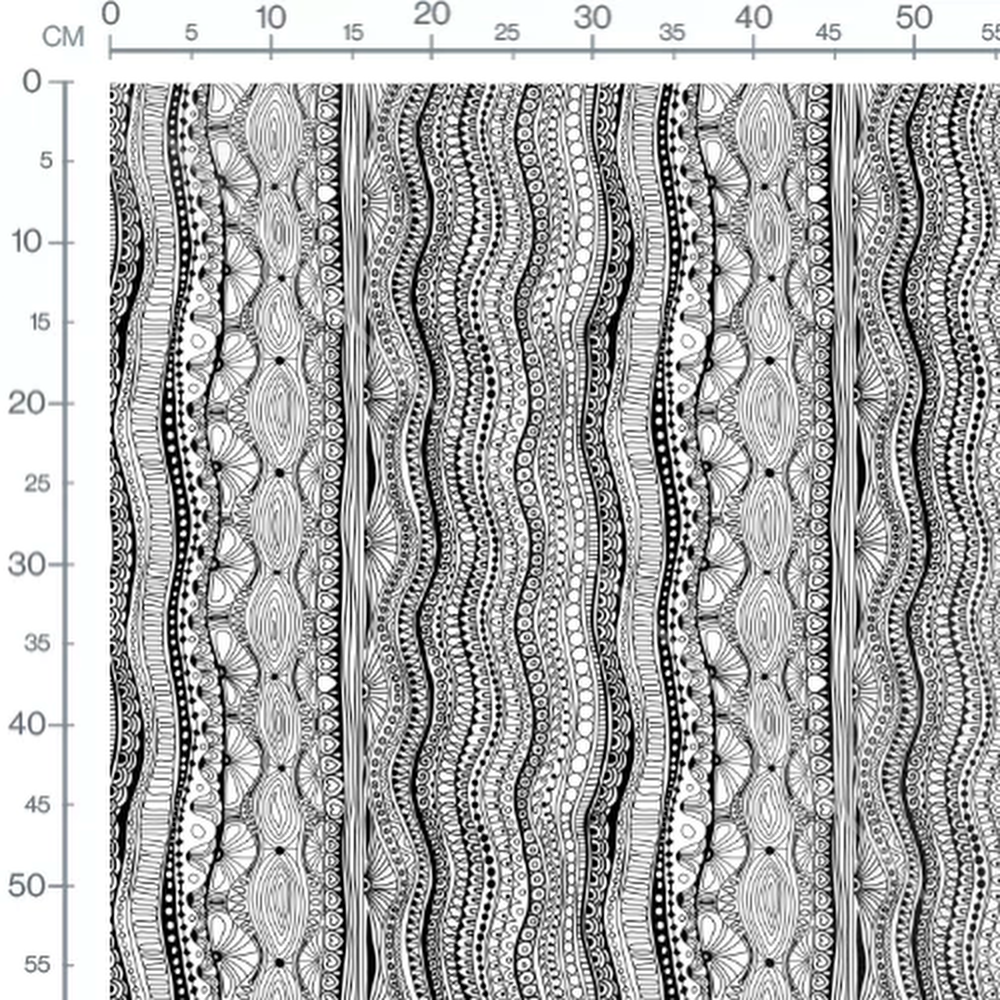 Tissu - Lignes ondulées noir et blanc