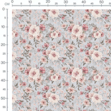 Tissu - Bouquets floraux sur fond gris