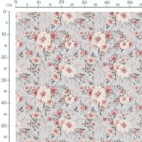 Tissu - Bouquets floraux sur fond gris