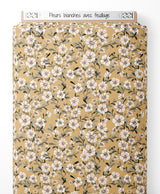 Tissu - Fleurs blanches avec feuillage