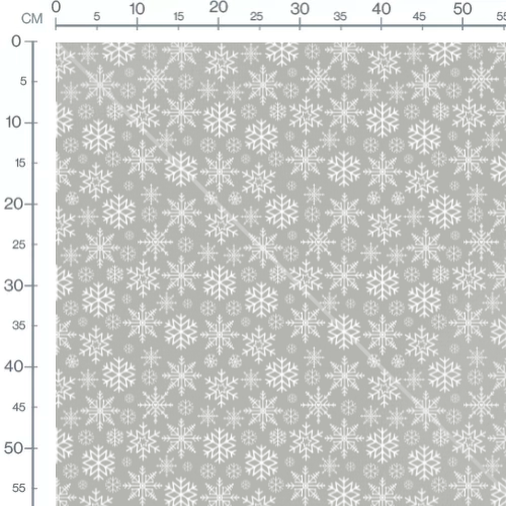 Tissu - Flocons blancs sur gris