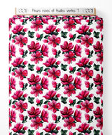 Tissu - Fleurs roses et feuilles vertes 7