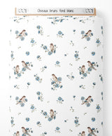 Tissu - Oiseaux bruns sur fond blanc