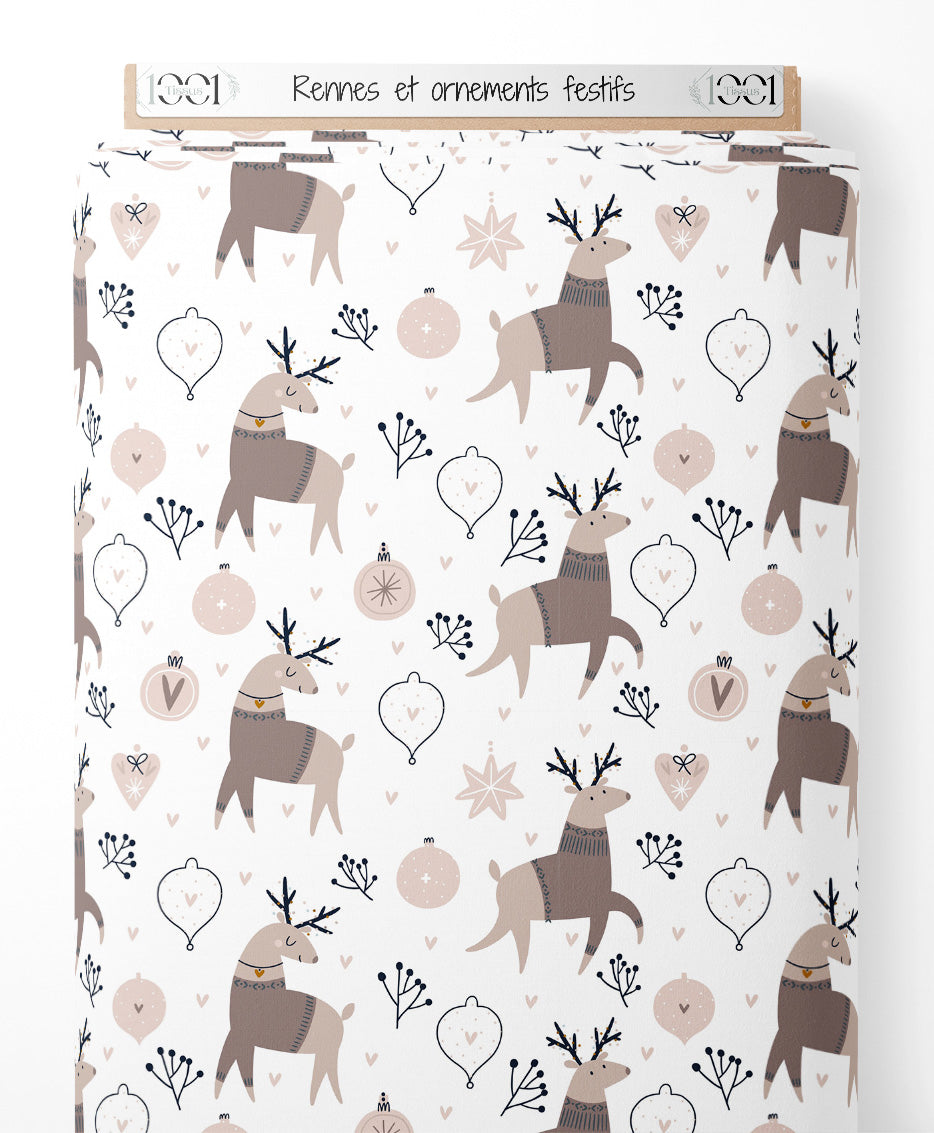 Tissu - Rennes et ornements festifs