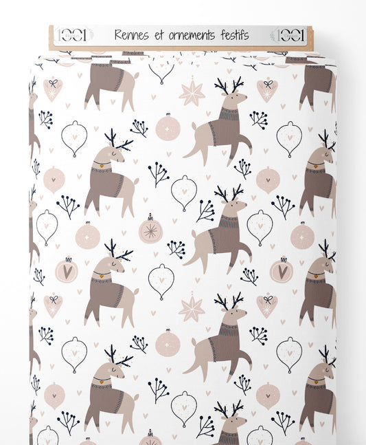 Tissu - Rennes et ornements festifs