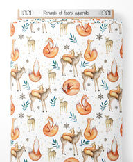 Tissu - Renards et faons aquarelle
