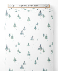 Tissu - Sapin bleu et vert délicat