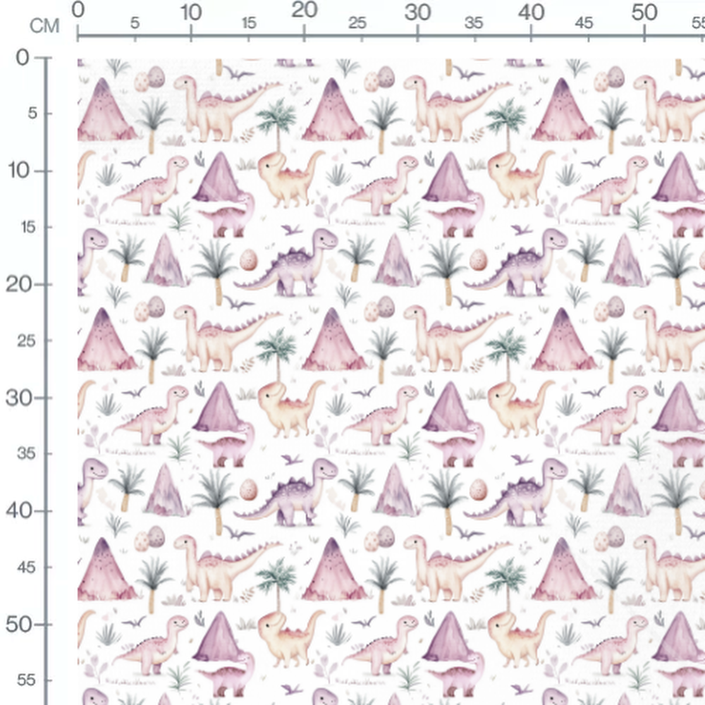 Tissu - Dinosaures roses et palmiers