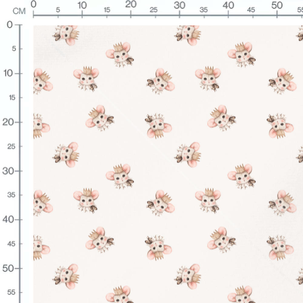 Tissu - Souris couronnées dessinées