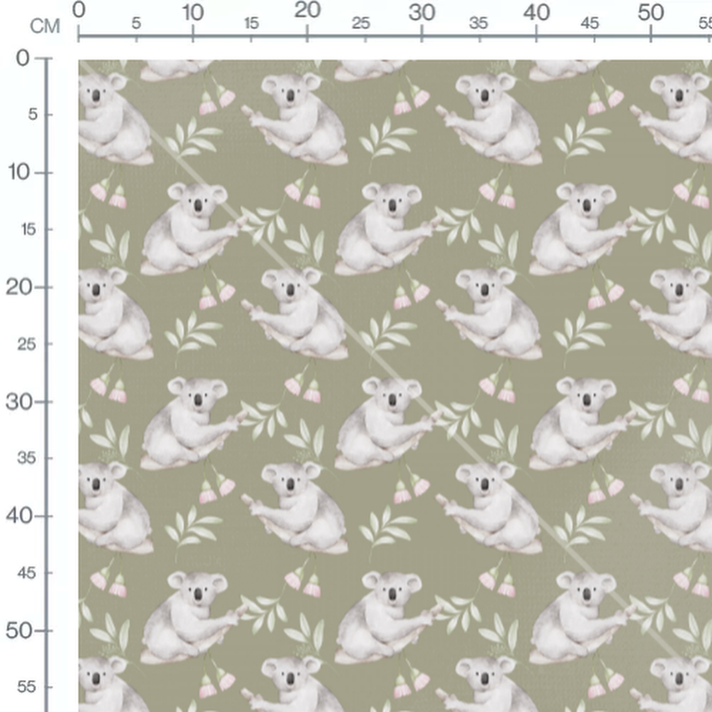 Tissu - Koalas et feuillage pastel