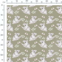 Tissu - Koalas et feuillage pastel