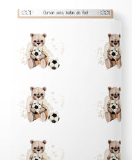 Tissu - Ourson avec ballon de foot