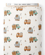 Tissu - Chiens dans camions colorés