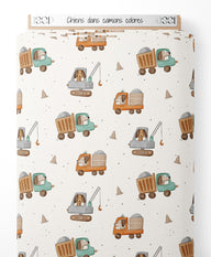 Tissu - Chiens dans camions colorés