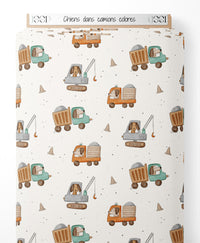 Tissu - Chiens dans camions colorés