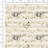 Tissu - Koalas et feuillages sur rayures