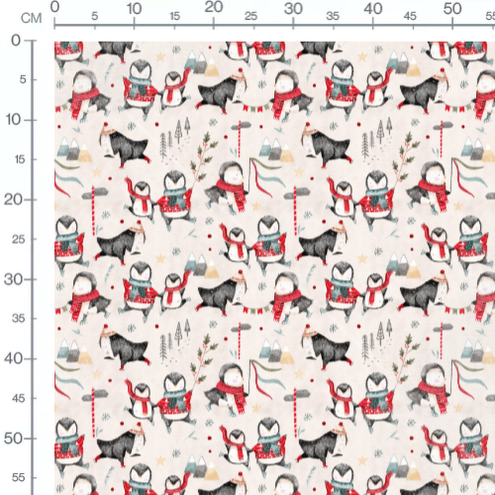 Tissu - Pingouins écharpes rouges