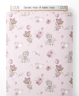Tissu - Oursons roses et ballons roses