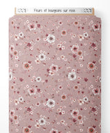 Tissu - Fleurs et bourgeons sur rose
