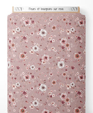 Tissu - Fleurs et bourgeons sur rose