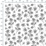 Tissu - Fleurs dessinées en noir
