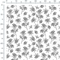 Tissu - Fleurs dessinées en noir