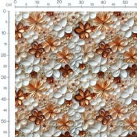 Tissu - Fleurs 3D cuivre rose