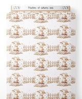 Tissu - Moutons et clôtures bois