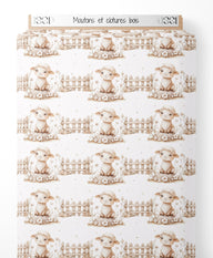 Tissu - Moutons et clôtures bois