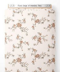 Tissu - Roses beige et branches fines