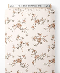 Tissu - Roses beige et branches fines
