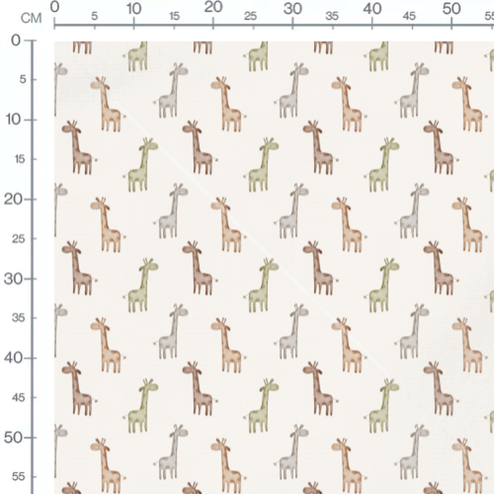 Tissu - Girafes pastel sur fond blanc